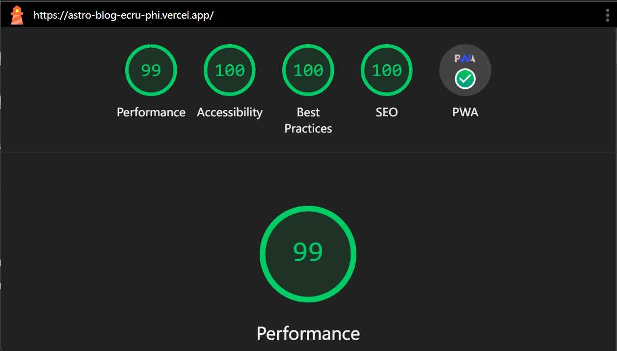 Lighthouse 性能测试结果